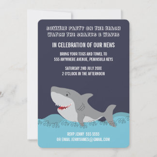 Invitación Tema de tiburón lindo verano playa océano fiesta