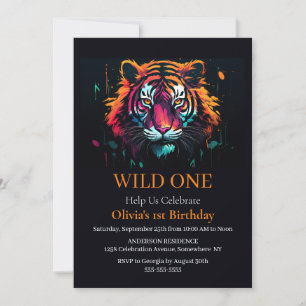 Invitación Tema de Tiger Wild One Birday