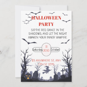 Invitación Tema de vampiro espeluznante Fiesta de Halloween C