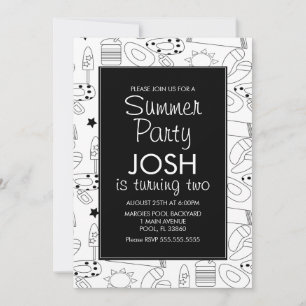 Invitación Tema de verano de playa Doodle Fiesta de cumpleaño