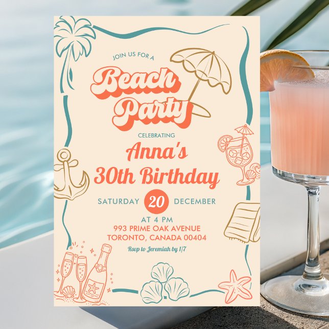 Invitación Tema de verano extravagante Fiesta de playa Cumple (Subido por el creador)