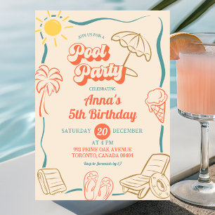 Invitación Tema de verano extravagante Fiesta en la piscina C