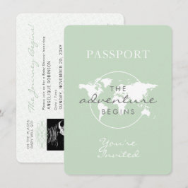 Invitación Tema de viaje de pasaporte neutral de género Baby