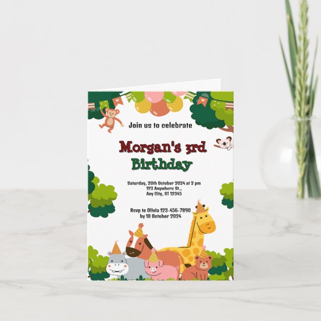 Invitación tema de vida silvestre (Anverso)