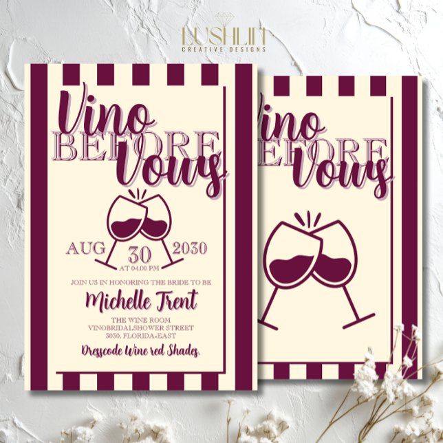Invitación Tema de vino para despedida de soltera Vino Antes  (Subido por el creador)