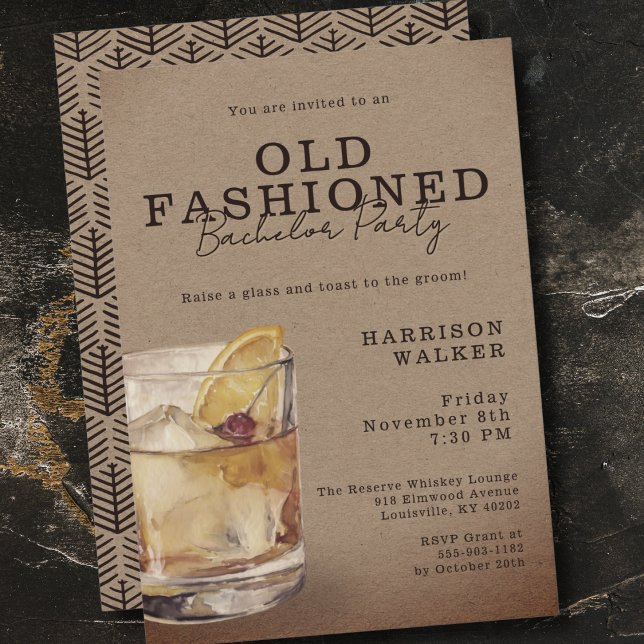 Invitación Tema de Whisky Despedida de Soltero Old Fashioned  (Subido por el creador)