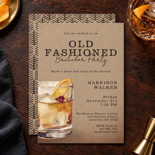 Invitación Tema de Whisky Despedida de Soltero Old Fashioned 