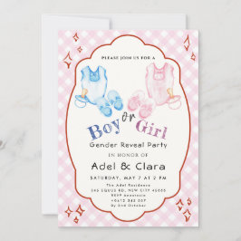 Invitación Tema de Zapatos de Bebé Rosa y Azul