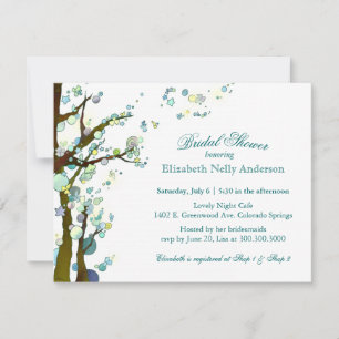 Invitación Tema del árbol de moda Ducha de novia blanca