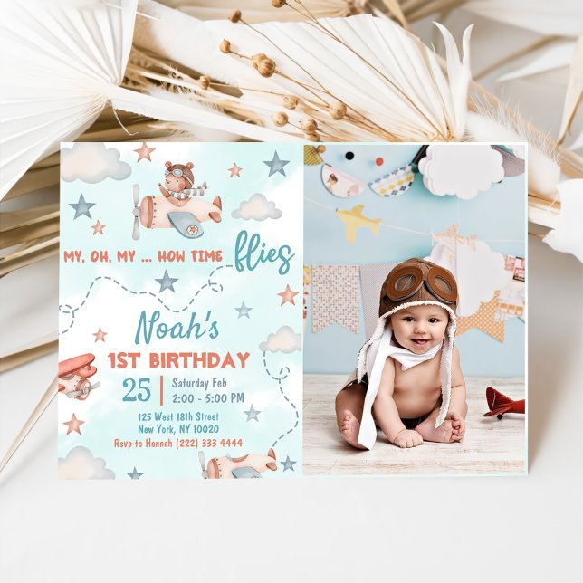 Invitación Tema del avión de Cute Boy 1.ᵉʳ Fiesta de cumpleañ (Subido por el creador)