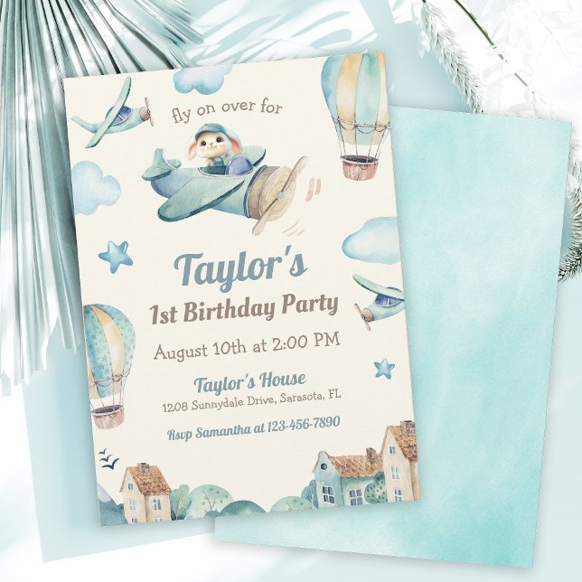 Invitación Tema del avión de Cute Boy 1 Fiesta de cumpleaños (Subido por el creador)