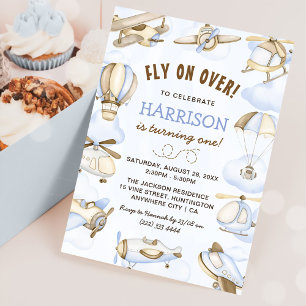 Invitación Tema del avión de Cute Boy 1 Fiesta de cumpleaños