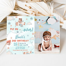 Invitación Tema del avión de Cute Boy 2.º Fiesta de cumpleaño