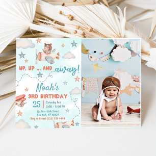 Invitación Tema del avión de Cute Boy 3.ᵉʳ Fiesta de cumpleañ