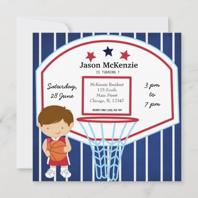 Invitación Tema del baloncesto (Anverso)