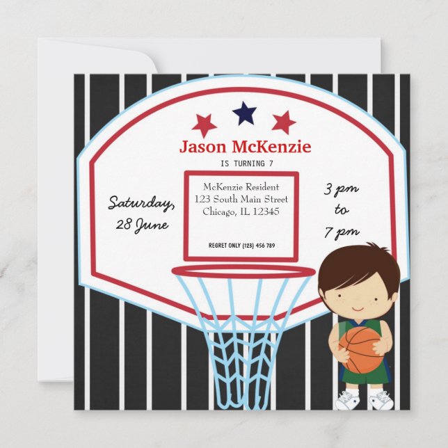 Invitación Tema del baloncesto (Anverso)
