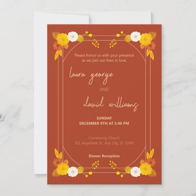 Invitación Tema del Boda clásico (Anverso)