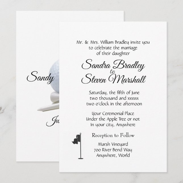 Invitación Tema del Boda de golf (Anverso / Reverso)
