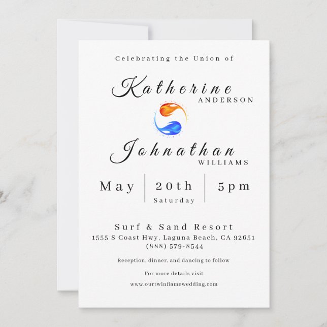 Invitación Tema del Boda de la llama gemela- (Anverso)