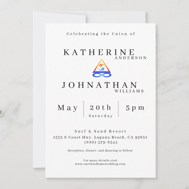 Invitación Tema del Boda de la llama gemela- (Anverso)