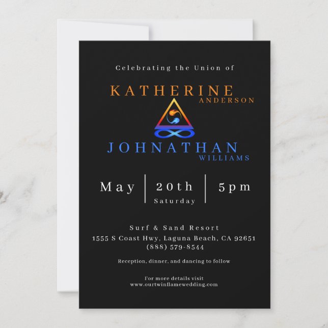 Invitación Tema del Boda de la llama gemela- (Anverso)