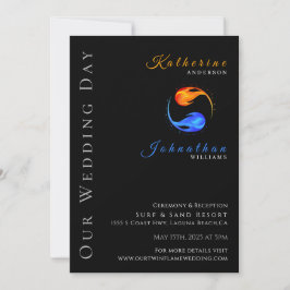 Invitación Tema del Boda de la llama gemela - Negro -