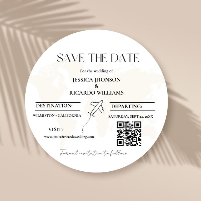 Invitación Tema del boda de viajes monograma guardar la ronda (Subido por el creador)
