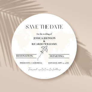Invitación Tema del boda de viajes monograma guardar la ronda