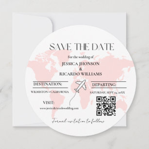 Invitación Tema del boda de viajes monograma guardar la ronda