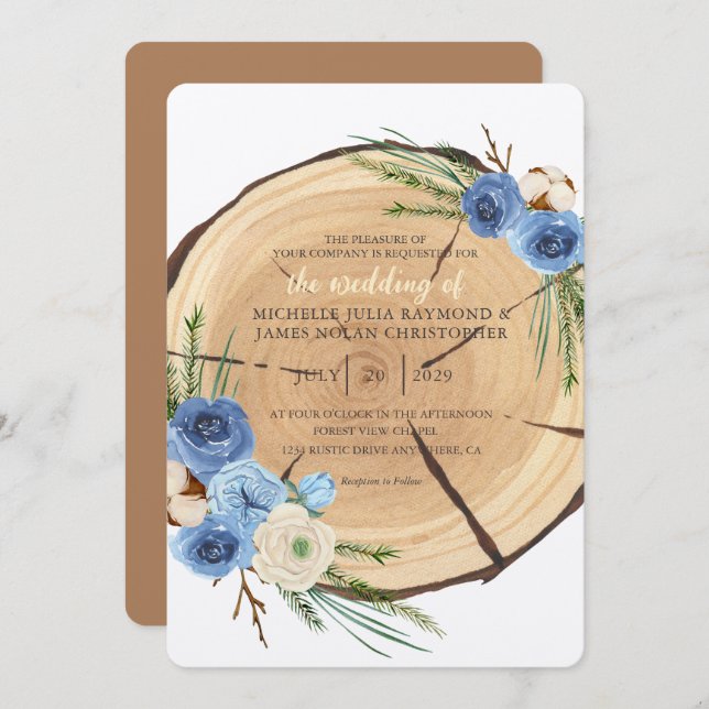 Invitación Tema del Boda de Woodland rústico (Anverso / Reverso)