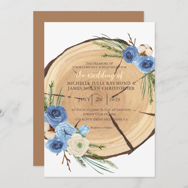 Invitación Tema del Boda de Woodland rústico (Anverso / Reverso)