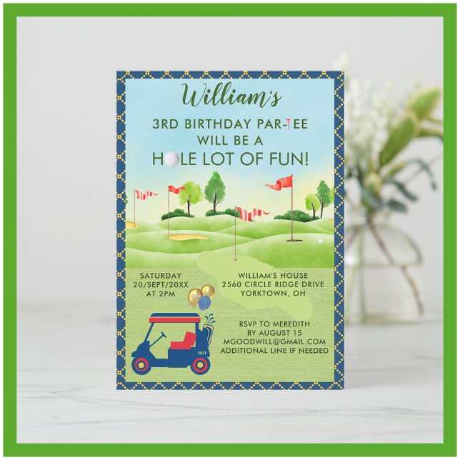 Invitación Tema del Boy Golf 3 cumpleaños Par-Tee (Subido por el creador)