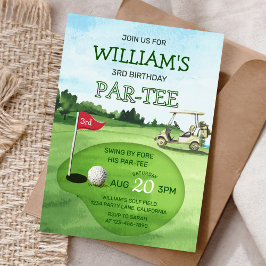 Invitación Tema del Boy Golf 3 cumpleaños Par-Tee