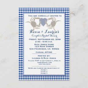 Invitación Tema del cangrejo con guinga azul