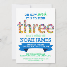 Invitación Tema del canto Tercer Fiesta de cumpleaños rociand