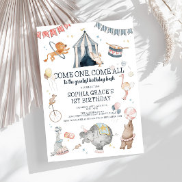 Invitación Tema del Carnaval Fiesta Circo Primer Cumpleaños