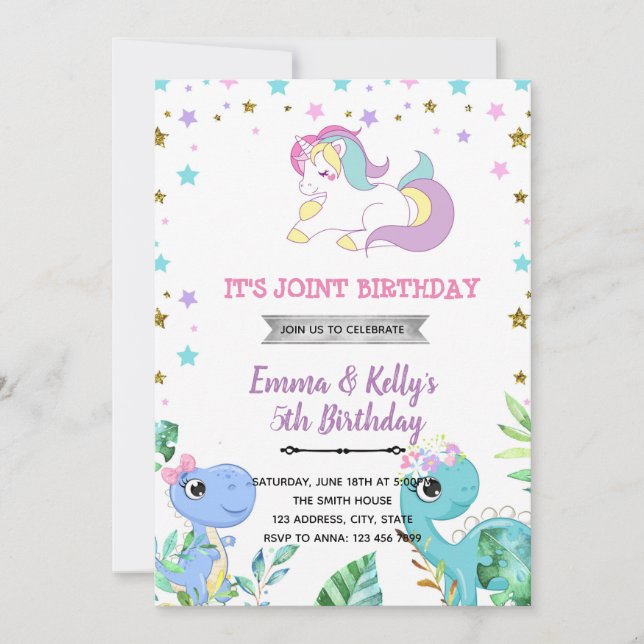 Invitación Tema del chica de dragones de unicornio (Anverso)