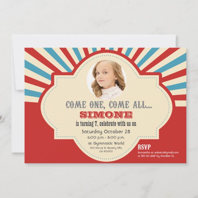 Invitación Tema del circo | Cumpleaños (Anverso)