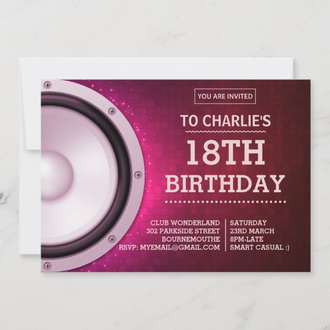 Invitación Tema del club nocturno rosa (Anverso)