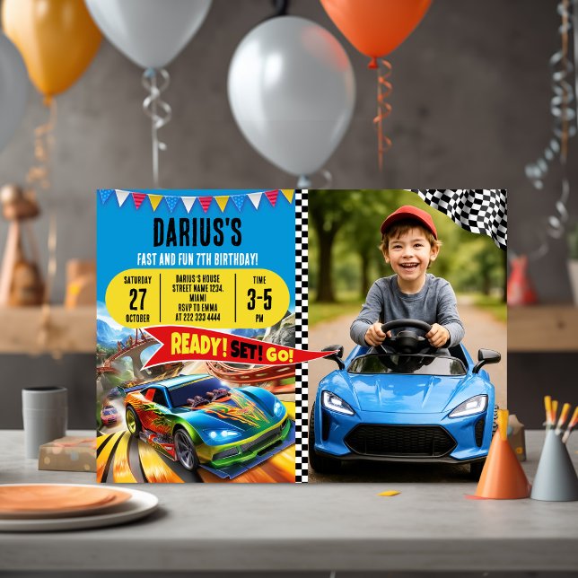Invitación Tema del coche de alta velocidad para niños Fiesta (Subido por el creador)