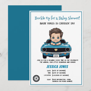 Invitación Tema del coche de la carrera de Vintage Oh Boy Bab