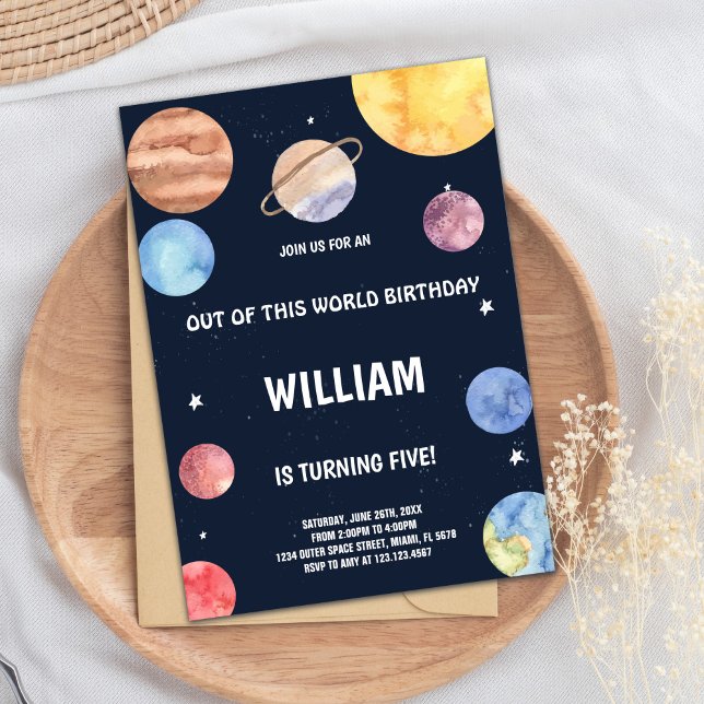 Invitación Tema del cohete espacial divertido para niños (Out of this world birthday Invitations)