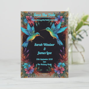 Invitación Tema del colibrí botánico oscuro