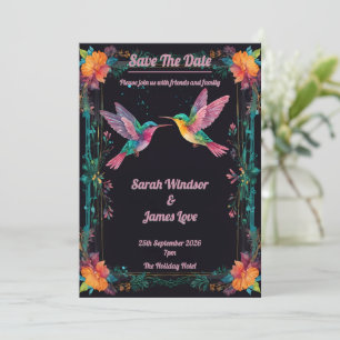 Invitación Tema del colibrí botánico oscuro