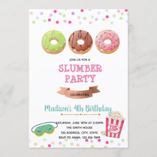 Invitación Tema del cumpleaños de Donut Pajamas