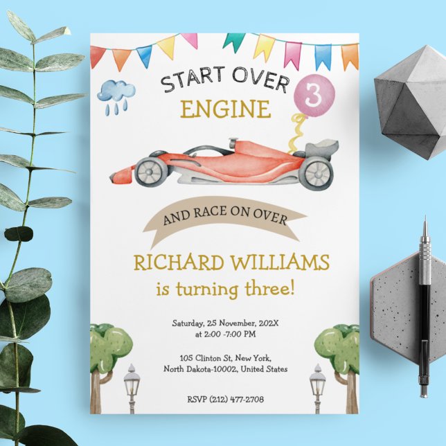 Invitación Tema del cumpleaños de un niño con coche de Carrer (Subido por el creador)