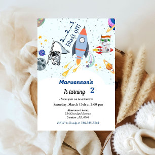 Invitación Tema del cumpleaños del espacio ultraterrestre, te