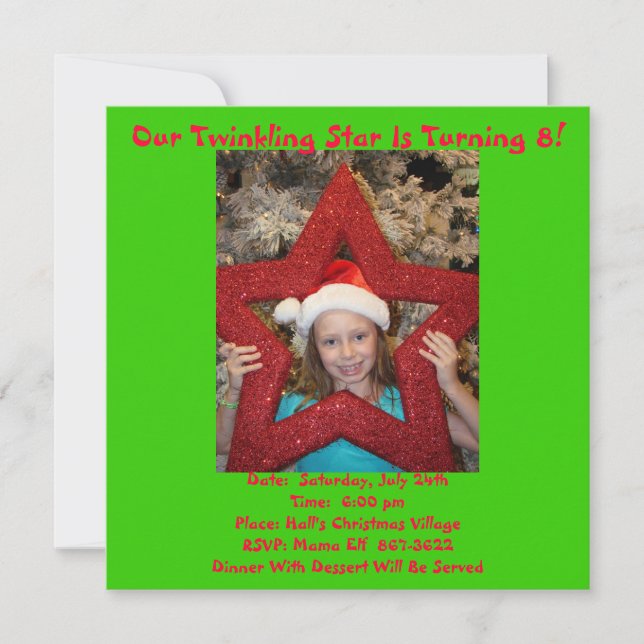 Invitación Tema del cumpleaños del navidad en julio (Anverso)
