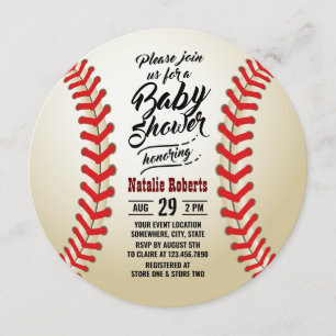 Invitación Tema del deporte de béisbol Typography Baby Shower