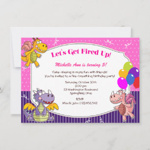 Invitación Tema del dragón para el cumpleaños del Chica